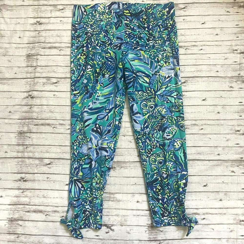 Lilly Pulitzer Girls' Maia Crop Leggings in Bennet Blue Sz XL (12-14) Blues